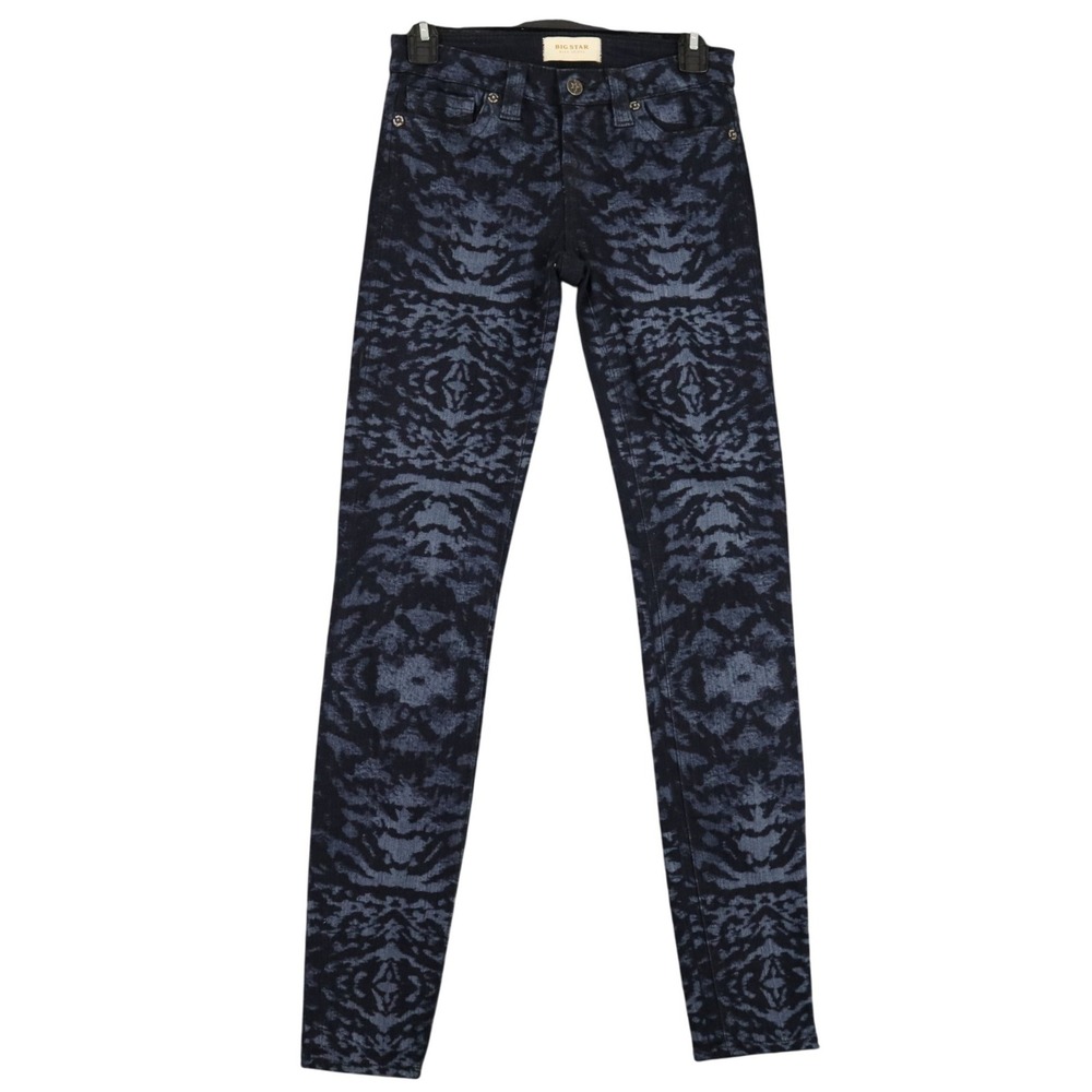 Big Star Alex Skinny Jeans Womens 25 Dark Wash Abstract Print Stretch Denim